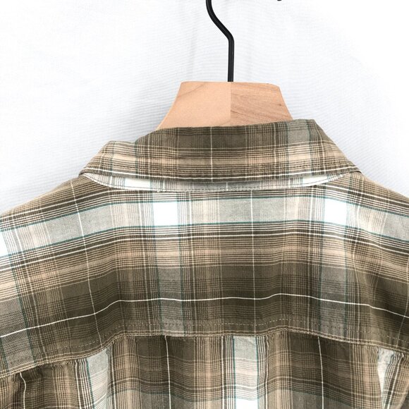 Carhartt Relaxed fit short sleeved button up shirt brown plaid workwear L men's - Picture 6 of 8